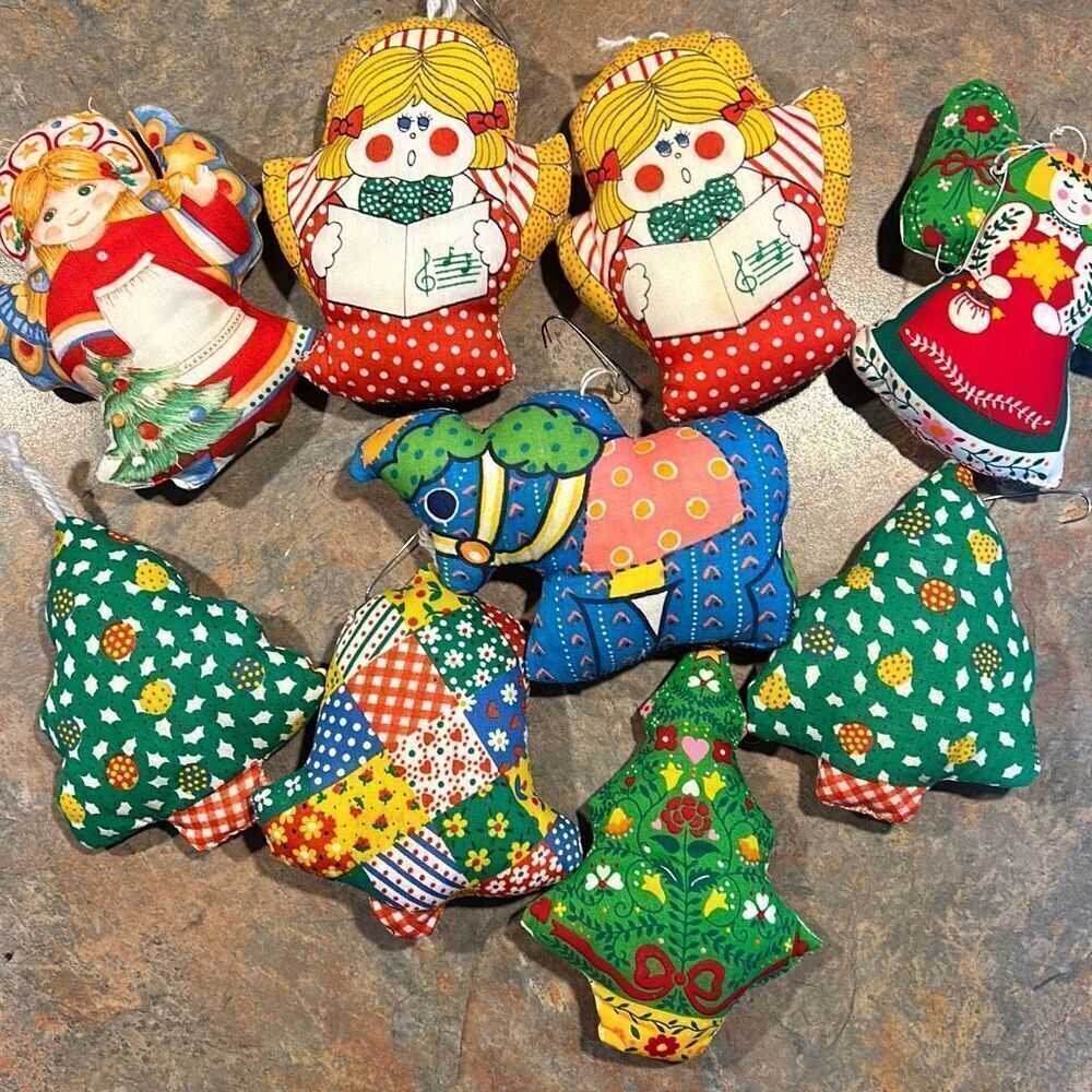 Vintage Handmade Christmas Ornaments Angels Trees Donkey